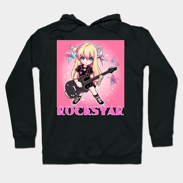 Rockstar Girl, Rock & Roll Girl, Cute Girl, Girl Power Hoodie by FrenArt